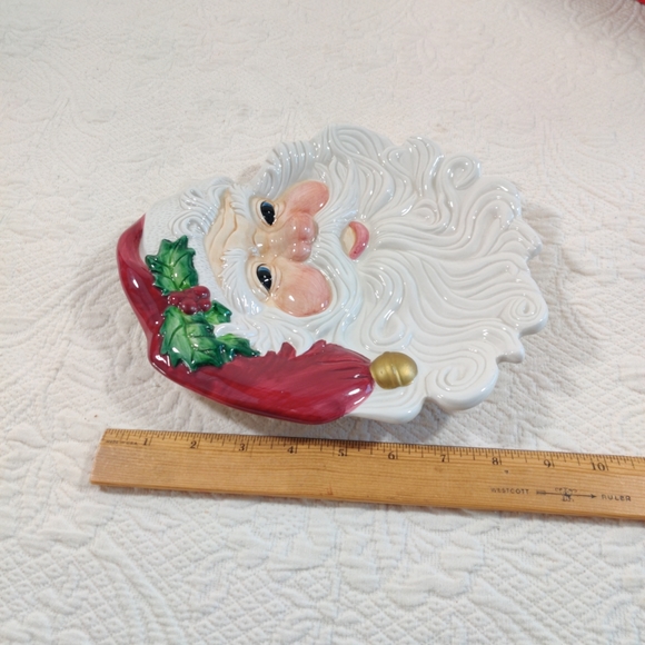 Fitz and Floyd Holiday Toyland Santa Face Canape Plate Christmas 2003 In Box - Picture 9 of 11